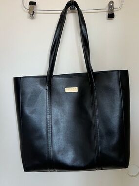 Good Girl Black Faux Leather Tote Shoulder Bag Large Used